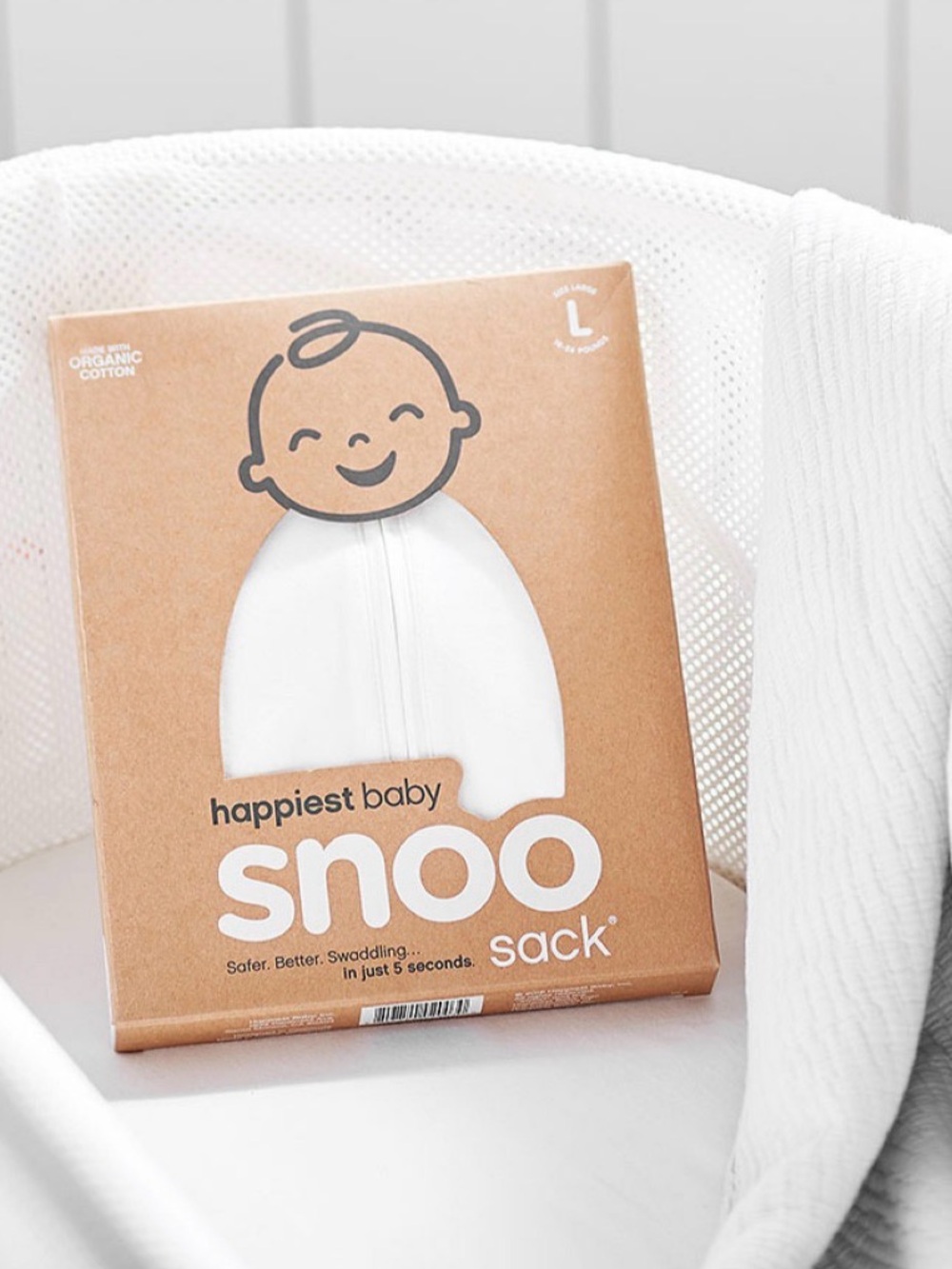 Snoo Sack White Baby Swaddle -M